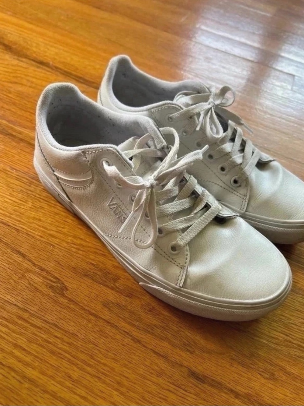 Vans Low-Top Leather Sneakers in Off-White